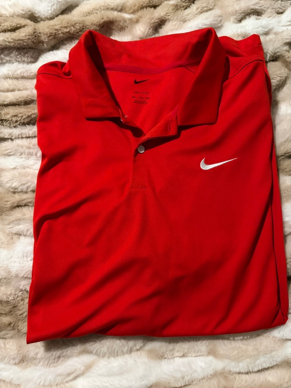 Nike Men’s Red Polo with White Swoosh